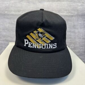 Pittsburgh Penguins Hat Adjustable Snapback Cap Black Vintage 90s CCM NHL Hockey
